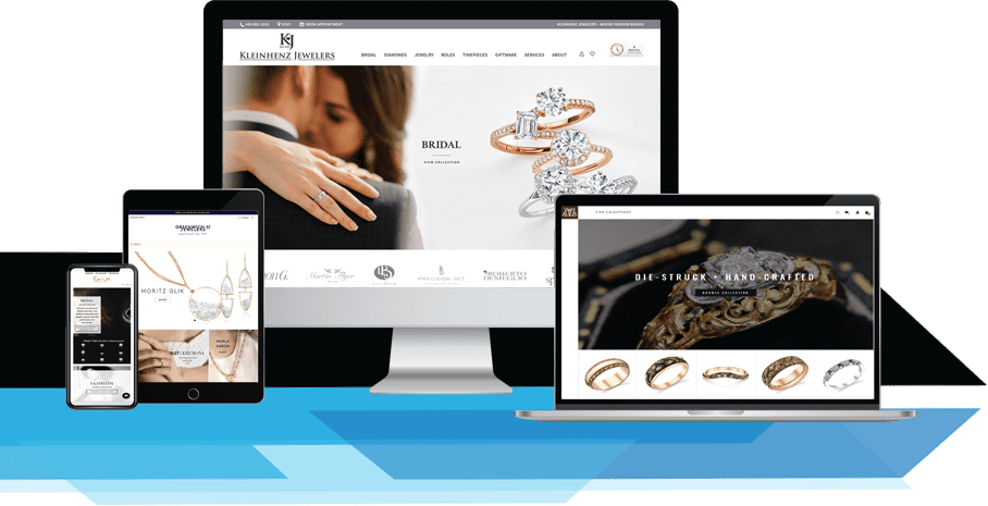 GemFind jewelry websites on desktop, laptop, tablet, and phone